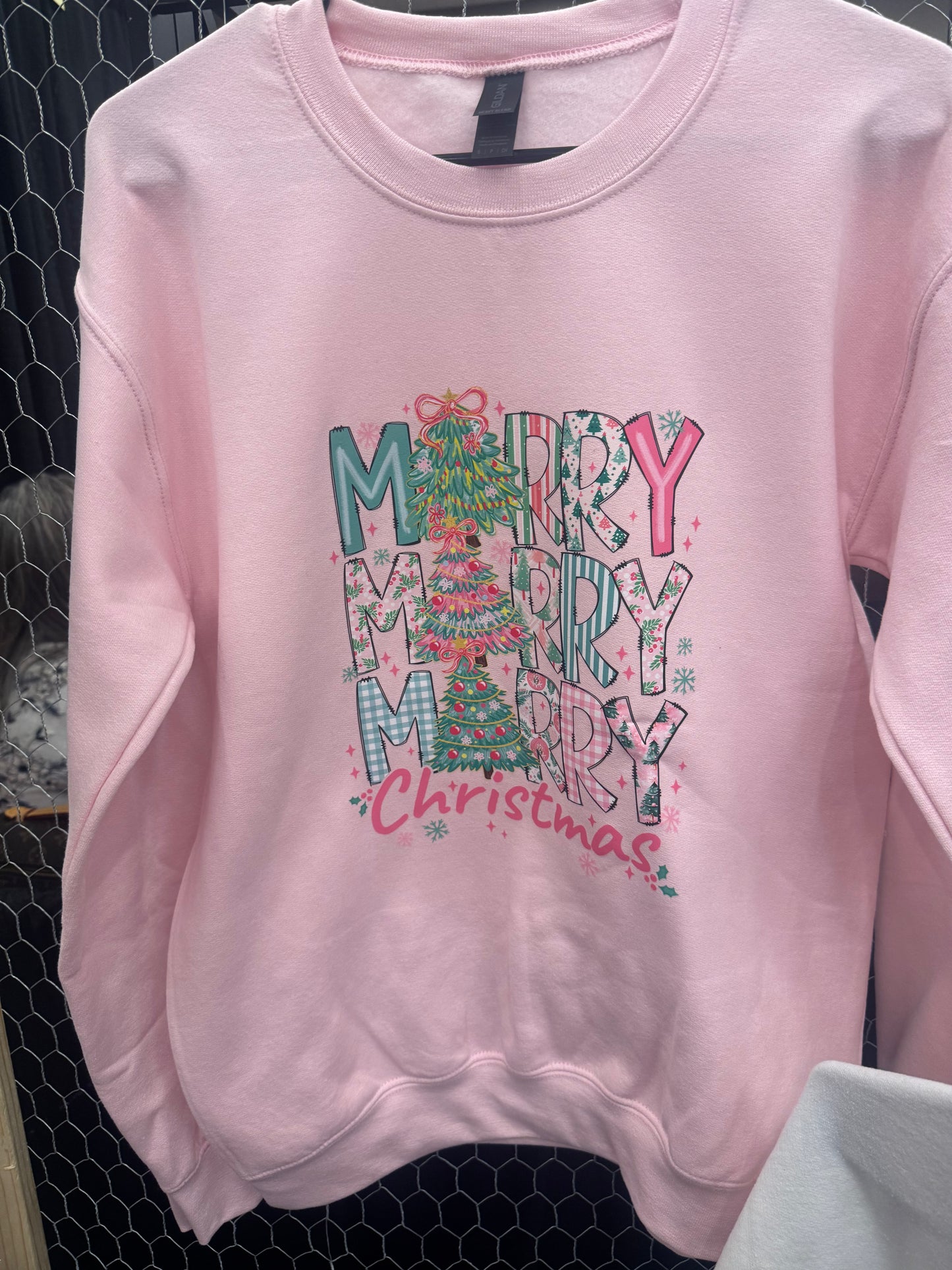 Pink Merry Christmas- Crew Neck