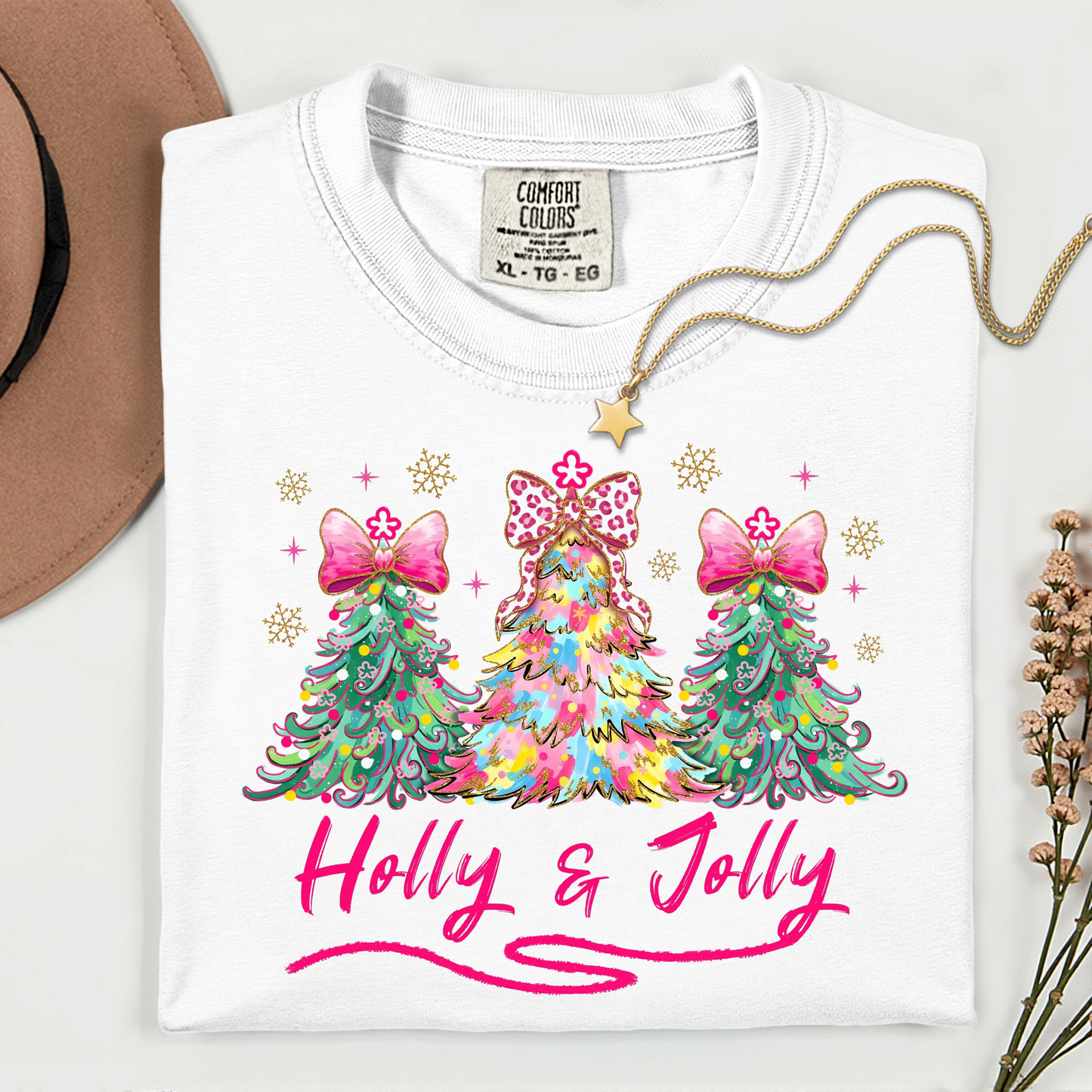 Holly Jolly Christmas Tree W/ Bows -DTF Transfer