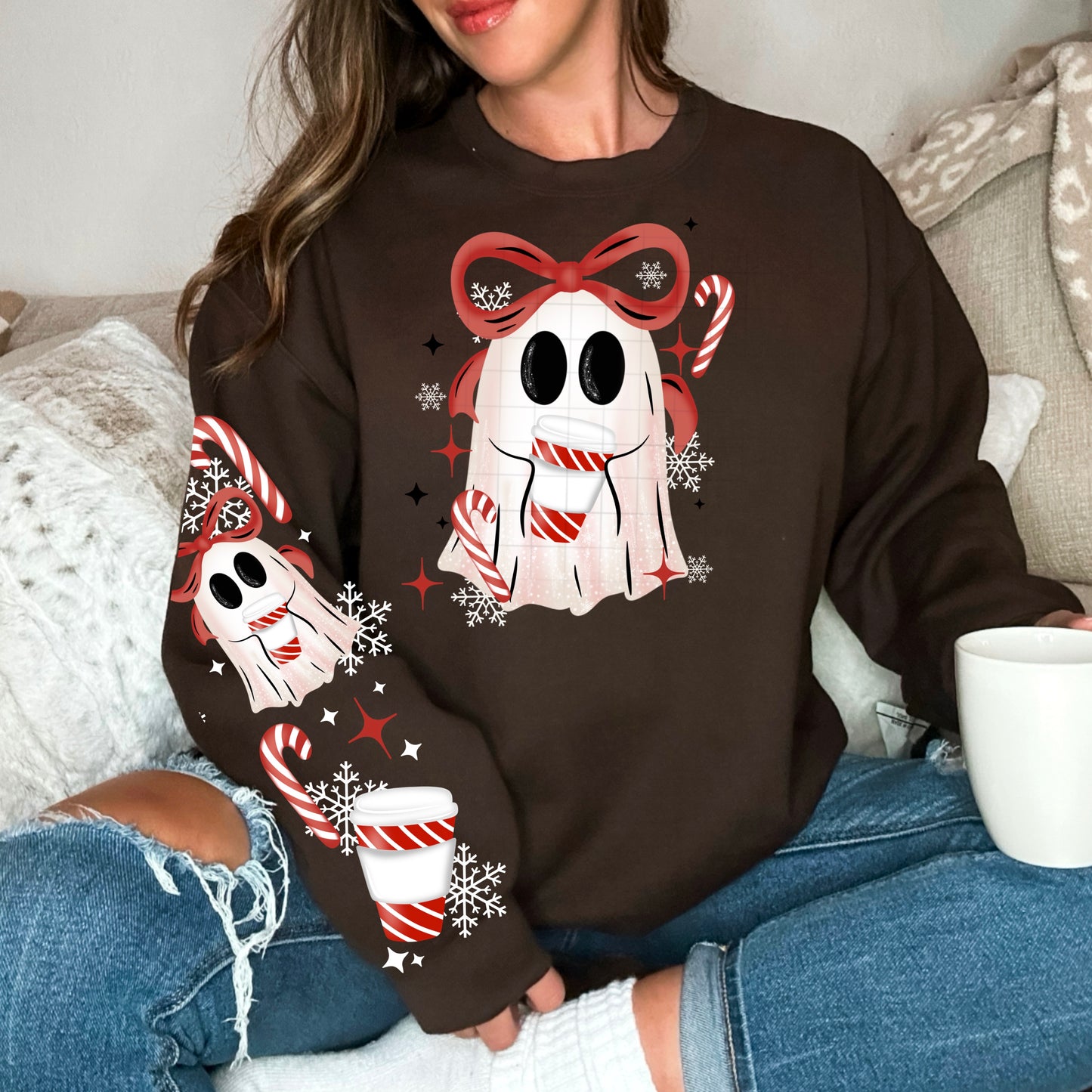 Peppermint Ghost W/ Sleeves- DTF Transfer
