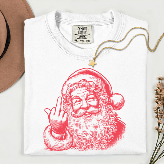 Santa Flipping Off red print-DTF Transfer