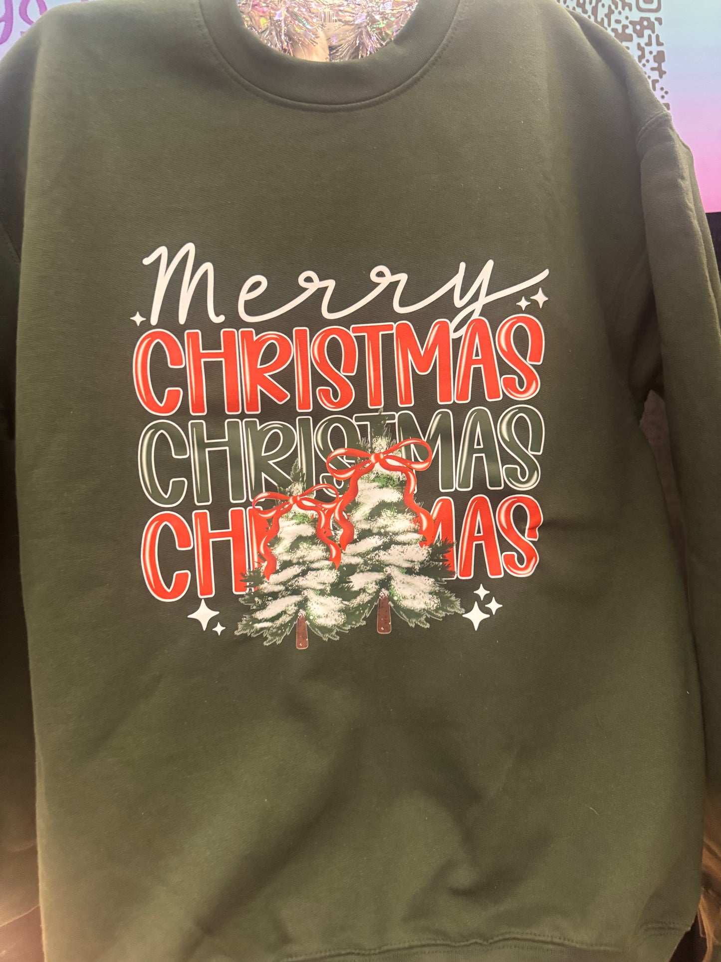 Green Merry Christmas- Crew Neck