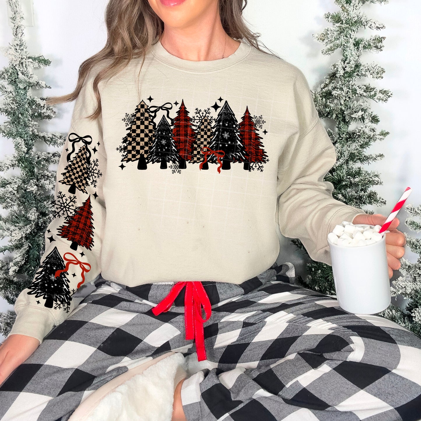 Plaid Trees W/ Sleeves- DTF Transfer